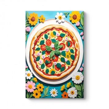 Canlı Renkli Pizza Temalı Kanvas Tablo