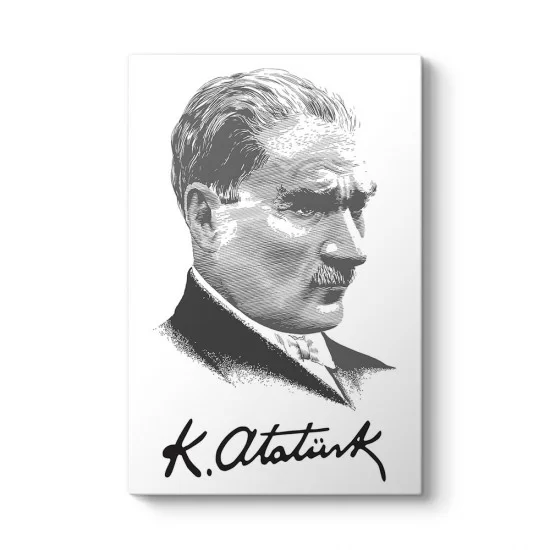 Atatürk İmza Siyah Beyaz Tablosu