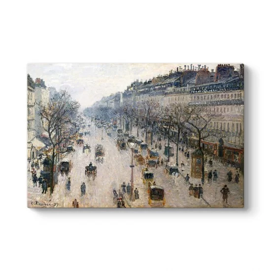 Pissarro - Bir Kış Sabahı Montmartre Bulvarı Tablosu