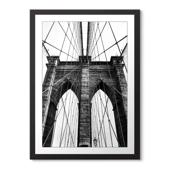 Brooklyn Köprüsü Siyah Beyaz Çerçeveli Poster