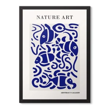 Mavi Balık Desenli Minimal Poster Tablo