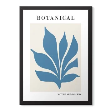 Mavi Yaprak Desenli Minimal Poster Tablo