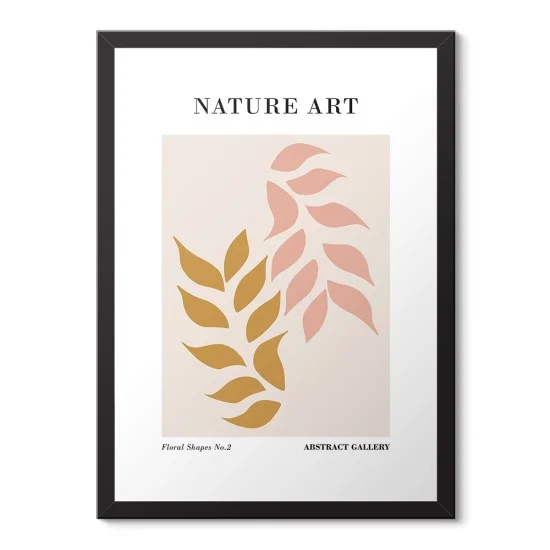 Minimal Yaprak Desenli Poster Çerçeveli Tablo