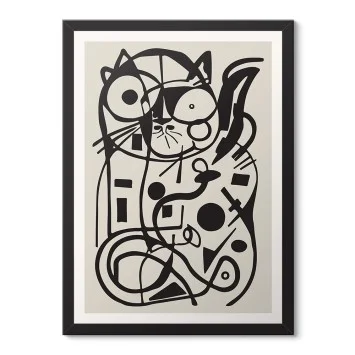 Modern Kedi Figürü Poster Çerçeveli Tablo
