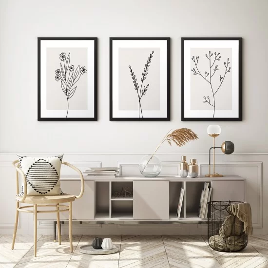 Naturel Bitkiler 3 Parçalı Çerçeveli Tablo