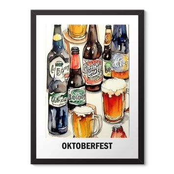 Oktoberfest Bira Şişeleri Poster Çerçeveli Tablo