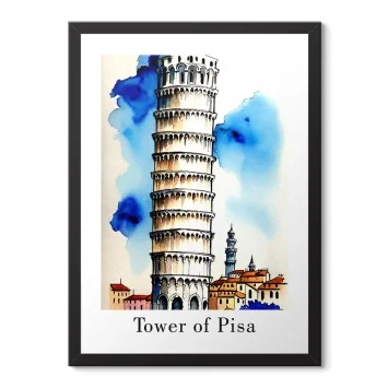 Pisa Kulesi Manzarası Poster Çerçeveli Tablo
