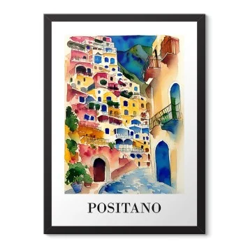 Positano Sahil Kasabası Poster Çerçeveli Tablo