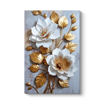 Altın Yansımalı Beyaz Manolya Kanvas Tablo Altın Yansımalı Beyaz Manolya Kanvas Tablo