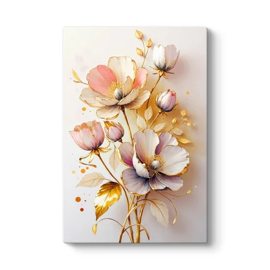 Pastel pembe manolya çiçekli dikey kanvas tablo modern ev dekorasyonu