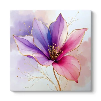 Soyut Mor Çiçek ve Altın Efektli Kanvas Tablo Soyut Mor Çiçek ve Altın Efektli Kanvas Tablo