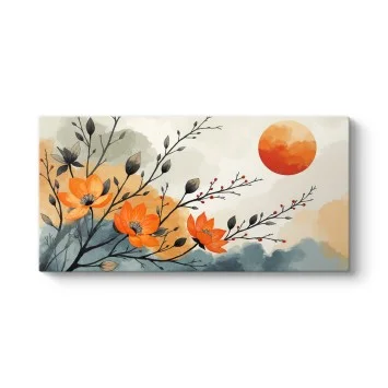 Turuncu Çiçekler Modern Kanvas Tablo