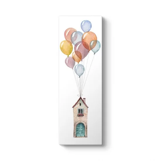 Renkli Balonlarla Uçan Ev Tablosu
