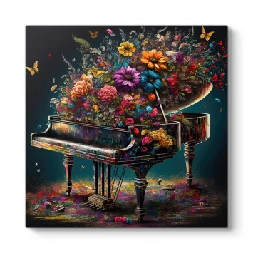 Çiçekli Piyano Tablo