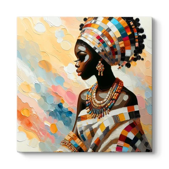 Afrikalı Kadın Etnik Kanvas Tablo