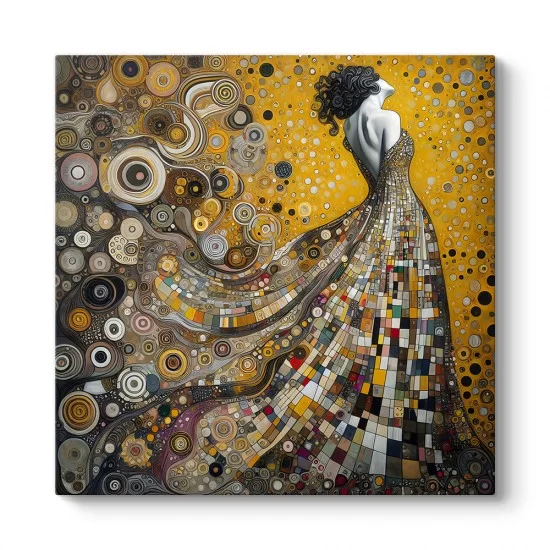 Klimt Esintili Zarif Kadın Tablosu