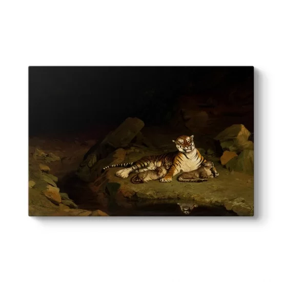 Jean Leon Gerome - Kaplan ve Yavrusu Tablosu