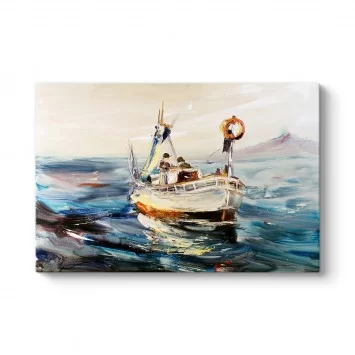 Sanatsal Balıkçı Teknesi Kanvas Tablosu
