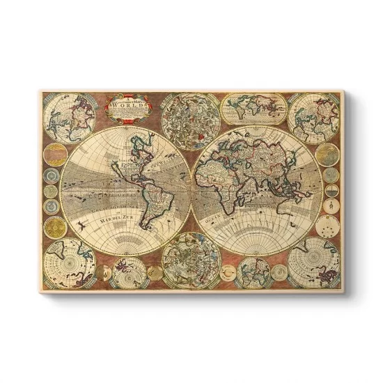 Astrolojik Eski Dünya Haritası Tablosu