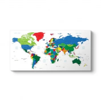 Renkli Dünya Haritası Tablosu