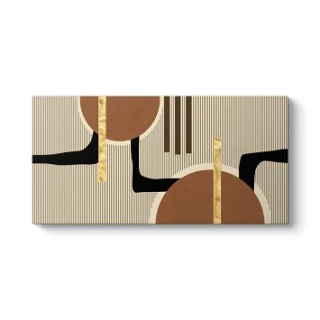 Geometrik Terracotta Siyah Altın Kanvas Tablo