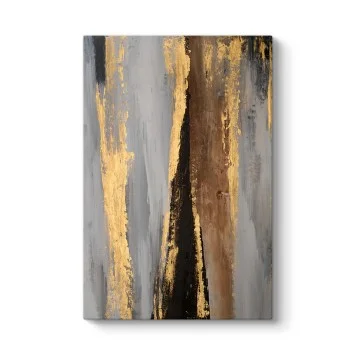Modern Gri Siyah ve Altın Dikey Soyut Tablo Modern Gri Siyah ve Altın Dikey Soyut Tablo