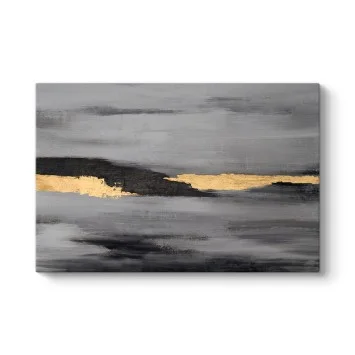 Modern Gri Siyah ve Altın Yatay Soyut Tablo Modern Gri Siyah ve Altın Yatay Soyut Tablo