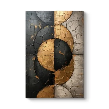 Modern Siyah ve Altın Geometrik Daireli Soyut Tablo Modern Siyah ve Altın Geometrik Daireli Soyut Tablo