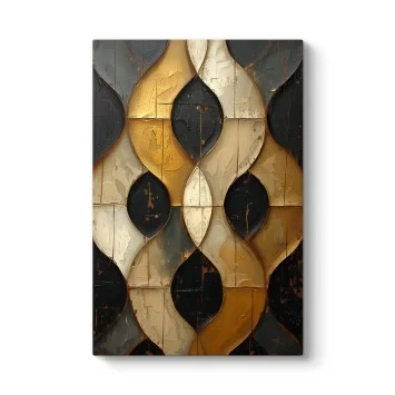 Modern Siyah ve Altın Kıvrımlı Geometrik Soyut Tablo Modern Siyah ve Altın Kıvrımlı Geometrik Soyut Tablo