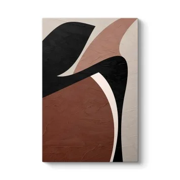 Modern Terracotta ve Siyah Kontrast Soyut Tablo