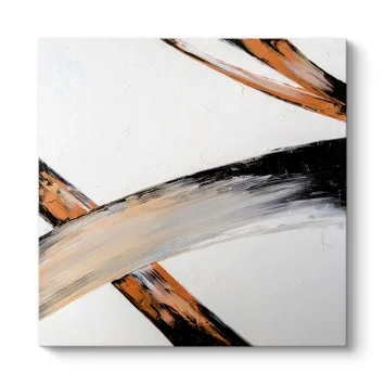 Siyah Bakır Çizgili Modern Soyut Kanvas Tablo