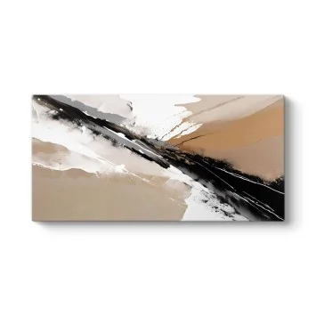 Siyah Bej Diyagonal Soyut Kanvas Tablo