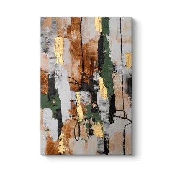 Yeşil Bronz Modern Soyut Kanvas Tablo