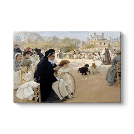 Albert Edelfelt Luxembourg Bahçesi, Paris kanvas tablo, Luxembourg Gardens, Paris eseri