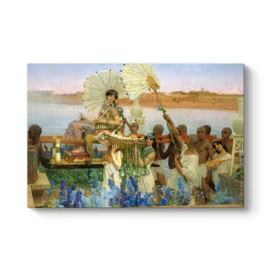 Lawrence Alma-Tadema Musa’nın Bulunuşu kanvas tablo, Nil kıyısında bebek Musa’yı taşıyan Mısır alayı