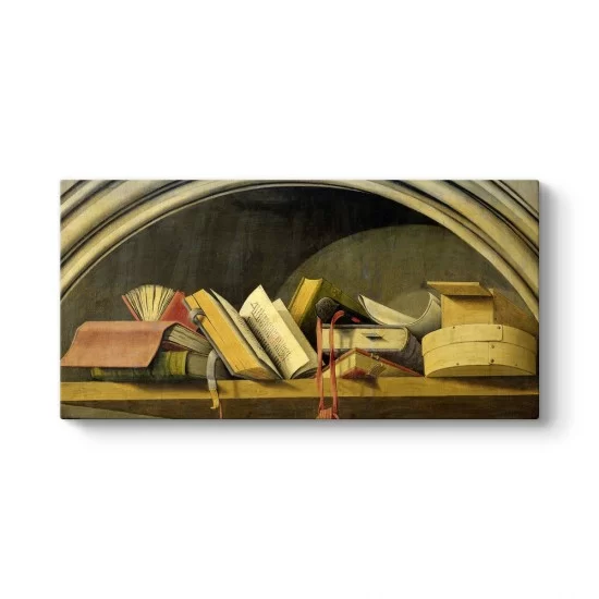 Barthelemy d Eyck - Still Life With Books in a Niche Tablosu