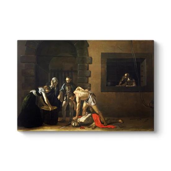 Caravaggio Vaftizci Yahya'nın Başının Kesilmesi kanvas tablo, hapishanedeki infaz sahnesi ve tanıklar