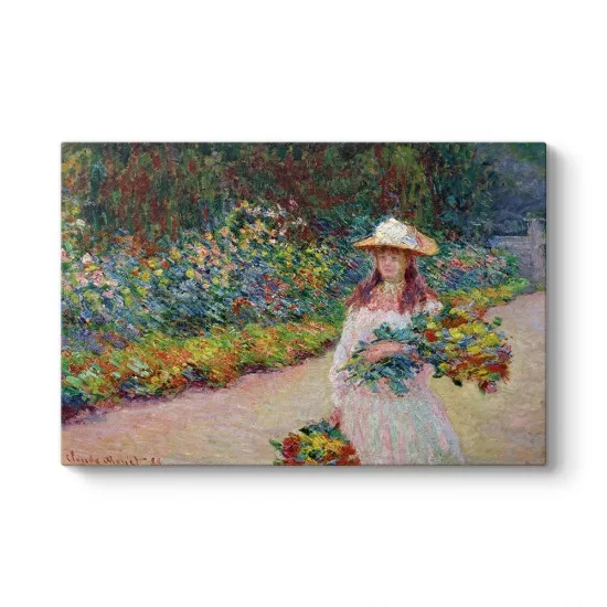 Claude Monet - Jeune Fille Dans Le Jardin De Giverny Tablosu