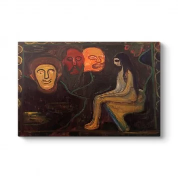 Edvard Munch - Girl and Three Male Heads Tablosu