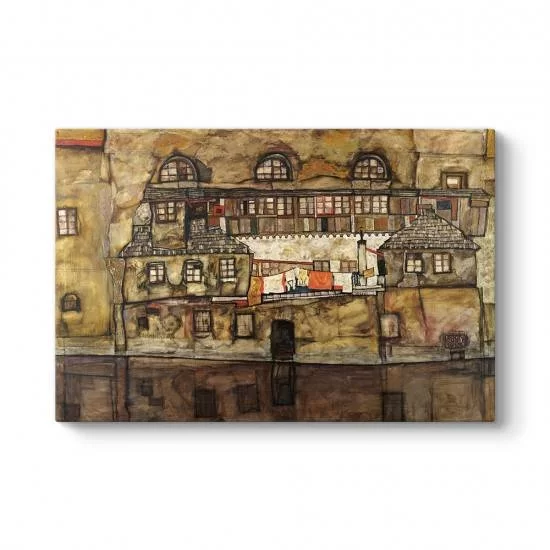 Egon Schiele - Nehirdeki Ev Duvarı Tablosu