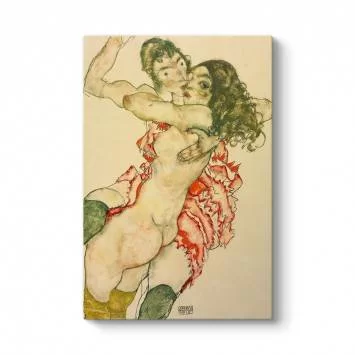 Egon Schiele - Two Women Embracing Tablosu