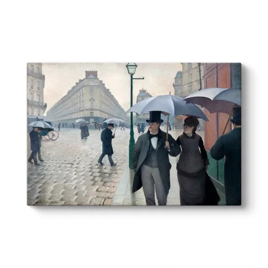 Gustave Caillebotte - Paris Caddesi Yağmurlu Bir Gün Tablosu