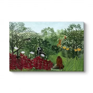 Henri Rousseau - Tropikal Ormanda Maymunlar Tablosu