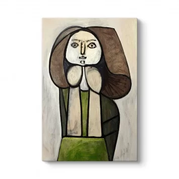 Pablo Picasso - Femme A La Robe Verte Femme Fleur Tablosu