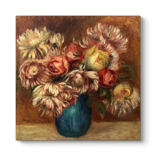 Pierre-Auguste Renoir - Yeşil Vazoda Çiçekler Tablosu