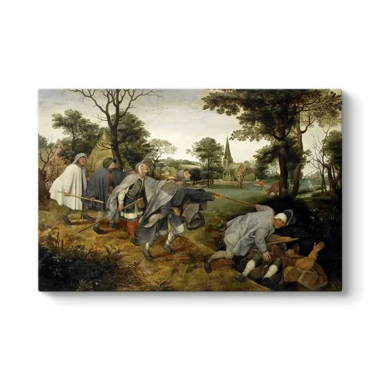 Pieter Bruegel Körlerin Yürüyüşü kanvas tablo, Körün Kıssası eserinde çukura düşen altı kör adam