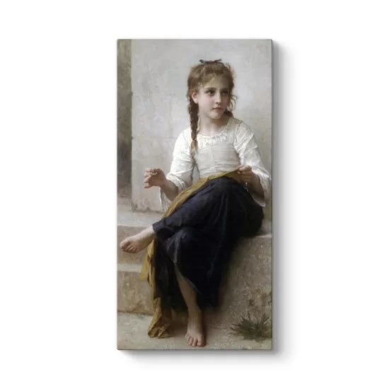 William Adolphe Bouguereau - Dikiş Yapan Kız Tablosu