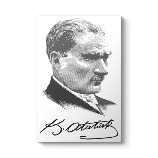 Atatürk İmza Siyah Beyaz Tablosu