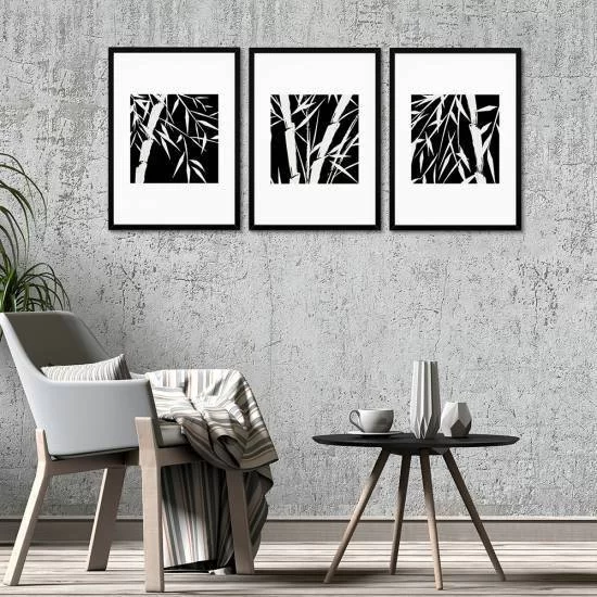 Bambu Siyah Beyaz Çerçeveli Set
