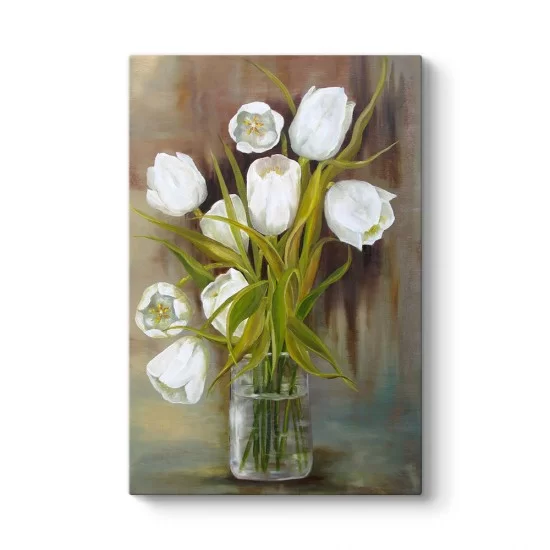 Soft Beyaz Çiçekler Tablosu